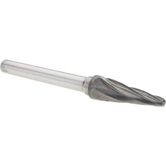 Value Collection - 3/8" Cut Diam, 1/4" Shank Diam, Taper Head Burr - Carbide, Radius End, 1-1/16" LOC, 3-1/16" OAL - USA Tool & Supply