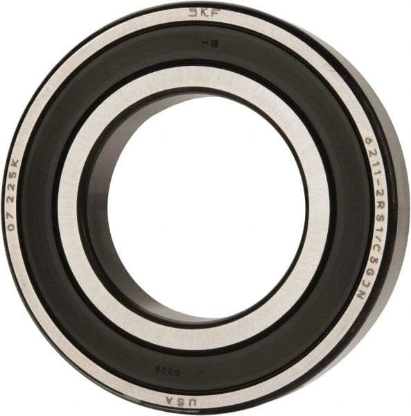 SKF - 55mm Bore Diam, 100mm OD, Double Seal Deep Groove Radial Ball Bearing - 21mm Wide, 1 Row, Round Bore, 29,000 Nm Static Capacity, 46,200 Nm Dynamic Capacity - USA Tool & Supply