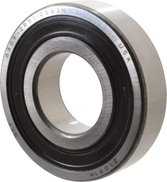SKF - 45mm Bore Diam, 100mm OD, Double Seal Deep Groove Radial Ball Bearing - 25mm Wide, 1 Row, Round Bore, 31,500 Nm Static Capacity, 55,300 Nm Dynamic Capacity - USA Tool & Supply