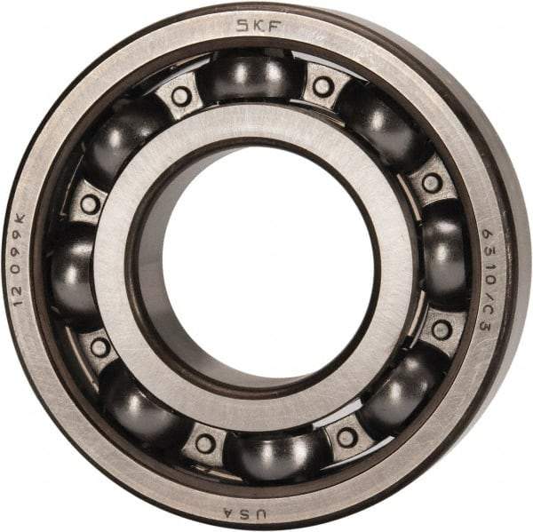 SKF - 50mm Bore Diam, 110mm OD, Open Deep Groove Radial Ball Bearing - 27mm Wide, 1 Row, Round Bore, 38,000 Nm Static Capacity, 65,000 Nm Dynamic Capacity - USA Tool & Supply