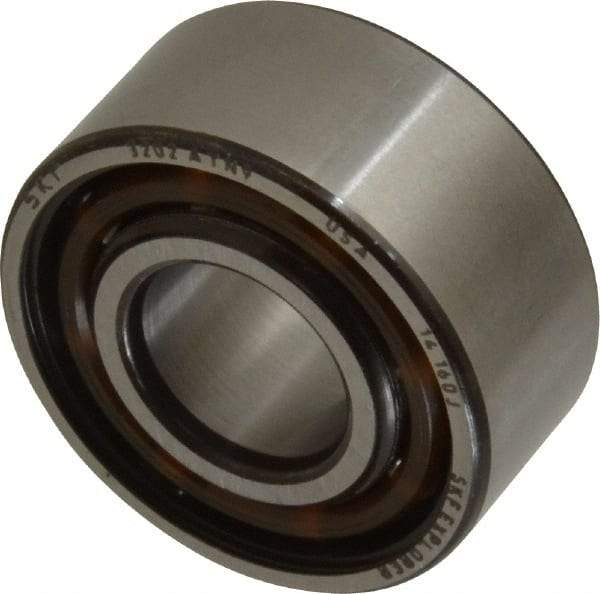 SKF - 15mm Bore Diam, 35mm OD, Open Angular Contact Radial Ball Bearing - 15.9mm Wide, 2 Rows, Round Bore, 6,700 Lb Static Capacity, 11,200 Lb Dynamic Capacity - USA Tool & Supply