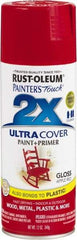 Rust-Oleum - Apple Red, Gloss, Enamel Spray Paint - 8 to 12 Sq Ft per Can, 12 oz Container - USA Tool & Supply