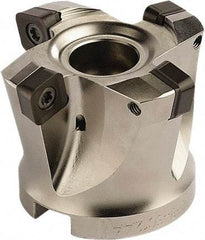 Seco - 7 Inserts, 3.937" Cutter Diam, 0.0787" Max Depth of Cut, Indexable High-Feed Face Mill - 1.2598" Arbor Hole Diam, 0.5669" Keyway Width, 1.9685" High, SCE.. 1206.. Inserts - USA Tool & Supply