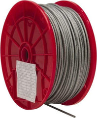 Value Collection - 1/8" x 3/32" Diam, Aircraft Cable - 920 Lb Breaking Strength, 7 x 7 Strand Core, Vinyl Coating - USA Tool & Supply