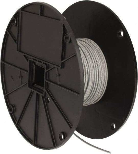 Value Collection - 3/32" x 1/16" Diam, Aircraft Cable - 480 Lb Breaking Strength, 7 x 7 Strand Core, Vinyl Coating - USA Tool & Supply