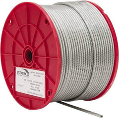 Value Collection - 3/16" x 1/8" Diam, Aircraft Cable - 2,000 Lb Breaking Strength, 7 x 19 Strand Core, Vinyl Coating - USA Tool & Supply