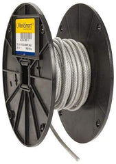 Value Collection - 3/16" x 1/8" Diam, Aircraft Cable - 2,000 Lb Breaking Strength, 7 x 19 Strand Core, Vinyl Coating - USA Tool & Supply