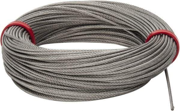 Value Collection - 1/16" Diam, Aircraft Cable - 480 Lb Breaking Strength, 7 x 7 Strand Core - USA Tool & Supply