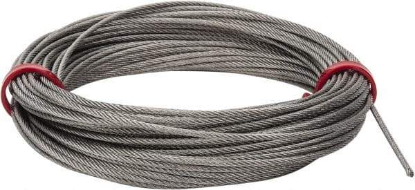 Value Collection - 1/16" Diam, Aircraft Cable - 480 Lb Breaking Strength, 7 x 7 Strand Core - USA Tool & Supply