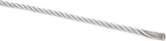 Value Collection - 5/32" Diam, Galvanized Steel Wire Rope - 2,800 Lb Breaking Strength, 7 x 19 Strand Core - USA Tool & Supply