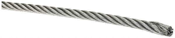 Value Collection - 3/32" Diam, Galvanized Steel Wire Rope - 1,000 Lb Breaking Strength, 7 x 19 Strand Core - USA Tool & Supply