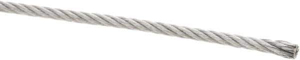 Value Collection - 3/16" Diam, Galvanized Steel Wire Rope - 4,200 Lb Breaking Strength, 7 x 19 Strand Core - USA Tool & Supply