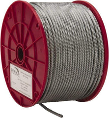 Value Collection - 3/16" Diam, Galvanized Steel Wire Rope - 4,200 Lb Breaking Strength, 7 x 19 Strand Core - USA Tool & Supply