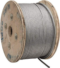 Value Collection - 1/4" Diam, Galvanized Steel Wire Rope - 7,000 Lb Breaking Strength, 7 x 19 Strand Core - USA Tool & Supply