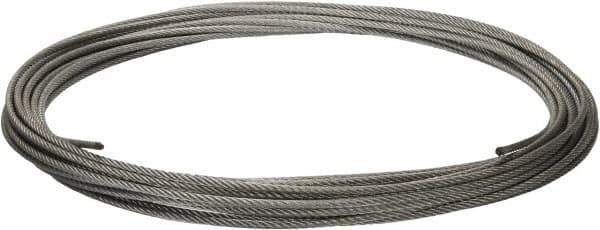 Value Collection - 1/4" Diam, Galvanized Steel Wire Rope - 7,000 Lb Breaking Strength, 7 x 19 Strand Core - USA Tool & Supply