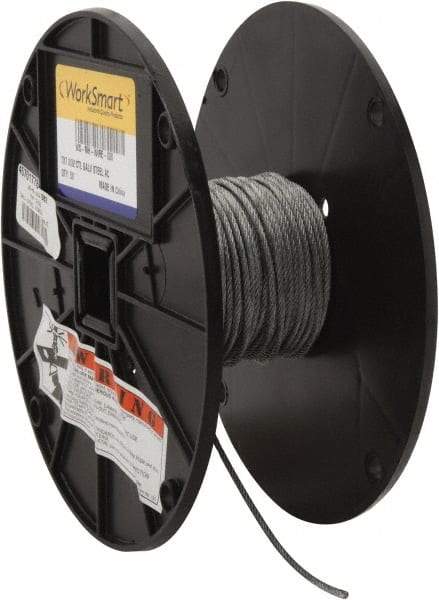 Value Collection - 3/32" Diam, Aircraft Cable - 920 Lb Breaking Strength, 7 x 7 Strand Core - USA Tool & Supply