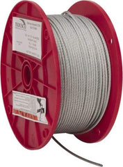 Value Collection - 1/8" Diam, Aircraft Cable - 1,700 Lb Breaking Strength, 7 x 7 Strand Core - USA Tool & Supply