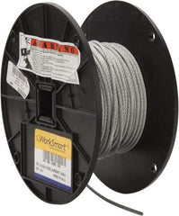 Value Collection - 1/8" Diam, Aircraft Cable - 1,700 Lb Breaking Strength, 7 x 7 Strand Core - USA Tool & Supply