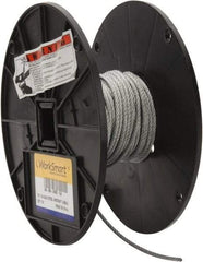 Value Collection - 1/8" Diam, Aircraft Cable - 1,700 Lb Breaking Strength, 7 x 7 Strand Core - USA Tool & Supply