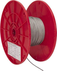 Value Collection - 1/16" Diam, Aircraft Cable - 480 Lb Breaking Strength, 7 x 7 Strand Core - USA Tool & Supply