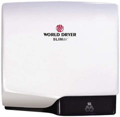 World Dryer - 950 Watt White Finish Electric Hand Dryer - 115/208/230 Volts, 8.3/3.7/4.1 Amps, 11-1/2" Wide x 10-11/16" High x 4" Deep - USA Tool & Supply