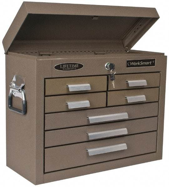 Value Collection - 7 Drawer Tool Chest - 20" Wide x 8-1/2" Deep x 16-3/4" High, Steel, Brown - USA Tool & Supply