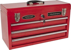 Value Collection - 3 Drawer Portable Tool Chest - 20-1/2" Wide x 8-5/8" Deep x 11-7/8" High, Steel, Red/Brown - USA Tool & Supply