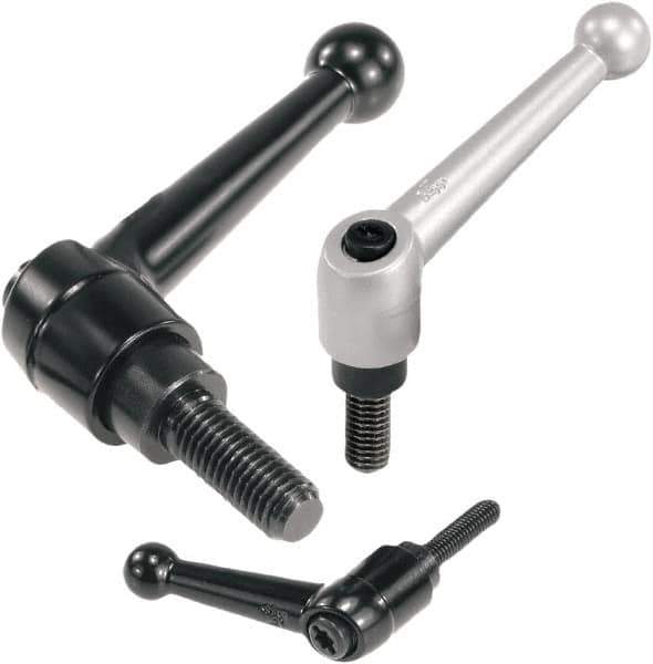 KIPP - 1/4-20, Zinc Threaded Stud Adjustable Clamping Handle - 46mm OAL, 35.5mm High - USA Tool & Supply