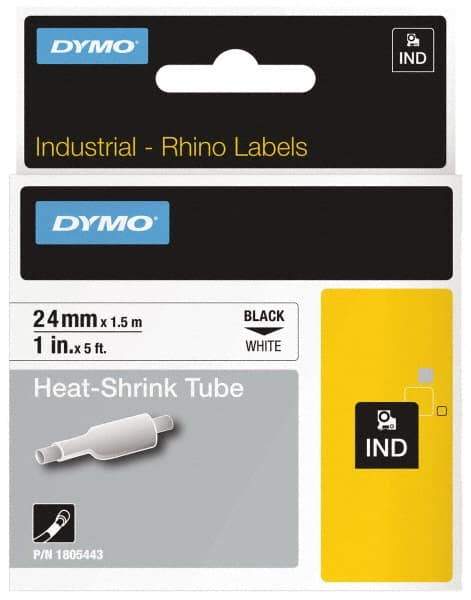 Dymo - 1" Wide x 60" Long, White Heat Shrinkable Polyolefin Label Printer Cartridge - For RHINO 6000, 6500 - USA Tool & Supply