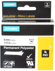 Dymo - 1/4" Wide x 216" Long, White Polyester Label Printer Cartridge - For RHINO 1000, 3000, 4200, 5000, 5200,6000, 6500 - USA Tool & Supply