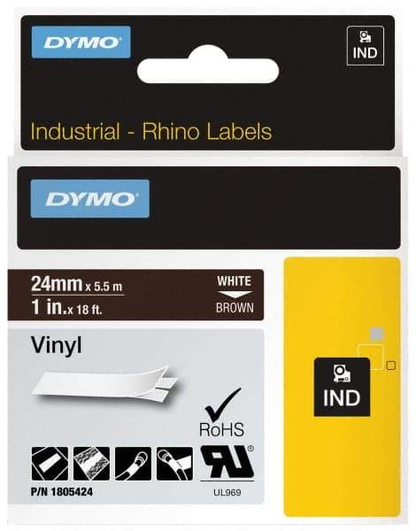 Dymo - 1" Wide x 216" Long, Brown Vinyl Label Printer Cartridge - For RHINO 6000, 6500 - USA Tool & Supply