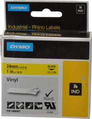 Dymo - 1" Wide x 216" Long, Yellow Vinyl Label Printer Cartridge - For RHINO 6000, 6500 - USA Tool & Supply