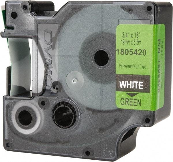 Dymo - 3/4" Wide x 216" Long, Green Vinyl Label Printer Cartridge - For RHINO 4200, 5200, 6000, 6500 - USA Tool & Supply