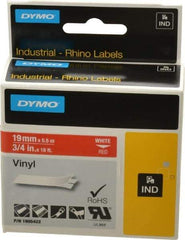 Dymo - 3/4" Wide x 216" Long, Red Vinyl Label Printer Cartridge - For RHINO 4200, 5200, 6000, 6500 - USA Tool & Supply