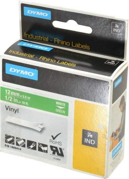 Dymo - 5" Wide x 216" Long, Green Vinyl Label Printer Cartridge - For RHINO 1000, 3000, 4200, 5000, 5200,6000, 6500 - USA Tool & Supply