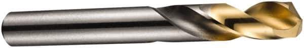 DORMER - 8mm 135° Spiral Flute High Speed Steel Screw Machine Drill Bit - Bright Finish, Right Hand Cut, 37mm Flute Length, 79mm OAL, Split Point, Straight Shank - USA Tool & Supply