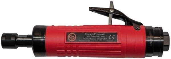 Chicago Pneumatic - 1/4" Collet, Straight Handle, Straight Air Die Grinder - 24,000 RPM, Rear Exhaust, 31.79 CFM, 0.8 hp, 6.21 bar, 3/8 BSP - USA Tool & Supply