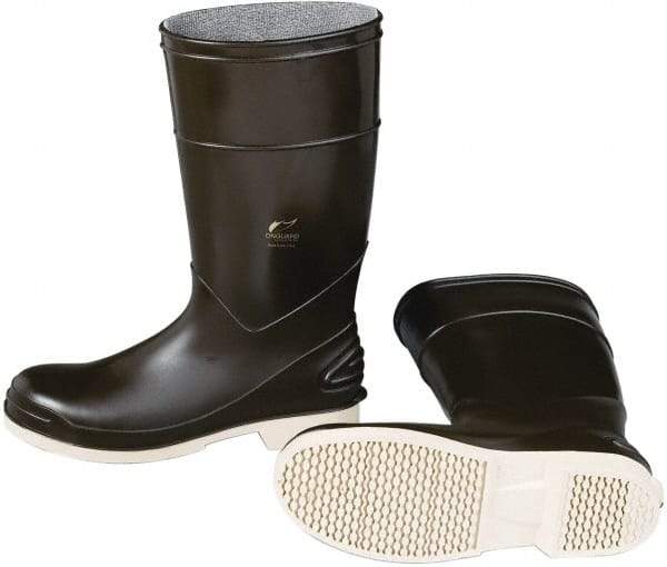 Dunlop Protective Footwear - Men's Size 6 Medium Width Plain Knee Boot - Brown, PVC Upper, 15" High, Chemical Resistant - USA Tool & Supply
