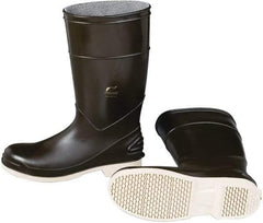 Dunlop Protective Footwear - Men's Size 6 Medium Width Plain Knee Boot - Brown, PVC Upper, 15" High, Chemical Resistant - USA Tool & Supply