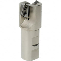 Iscar - 1-1/4" Cut Diam, 0.709" Max Depth of Cut, 1-1/4" Shank Diam, 4" OAL, Indexable Square Shoulder End Mill - HP AD.. 1906.. Inserts, Weldon Shank, 90° Lead Angle, Through Coolant, Series Heliplus - USA Tool & Supply
