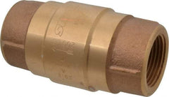 Strataflo - 1" Brass Check Valve - Inline, FNPT x FNPT, 200 WOG - USA Tool & Supply