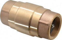 Strataflo - 1-1/2" Brass Check Valve - Inline, FNPT x FNPT, 200 WOG - USA Tool & Supply