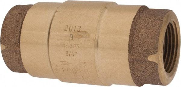 Strataflo - 3/4" Brass Check Valve - Inline, FNPT x FNPT, 200 WOG - USA Tool & Supply