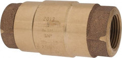 Strataflo - 3/4" Brass Check Valve - Inline, FNPT x FNPT, 200 WOG - USA Tool & Supply