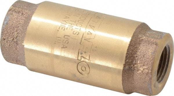 Strataflo - 3/8" Brass Check Valve - Inline, FNPT x FNPT, 400 WOG - USA Tool & Supply