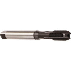 Emuge - M10x1.50 Metric Coarse 6HX 3 Flute Nitride Finish Cobalt Straight Flute Machine Tap - Modified Bottoming, Right Hand Thread, 100mm OAL, 22mm Thread Length, Oversize, Through Coolant - Exact Industrial Supply
