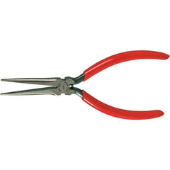 Xcelite - 1-11/16" OAL, 1-23/32" Jaw Length x 15/32" Jaw Width, Long Needle Nose Pliers - Serrated Jaw, Heavy Duty Plastic Dipped Handle - USA Tool & Supply