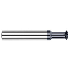 Double Angle Shank Cutters - 0.2500″ (1/4″) Cutter Diameter × 0.0100″ Radius × 0.0840″ Width × 1.0000″ (1″) Neck Length Carbide Double Angle Shank Cutter, 4 Flutes, AlTiN Coated - Exact Industrial Supply