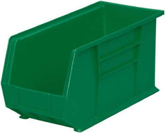 Akro-Mils - 60 Lb. Load Capacity, 18" Deep, Green Polymer Hopper Stacking Bin - 9" High x 8-1/4" Wide x 18" Long - USA Tool & Supply