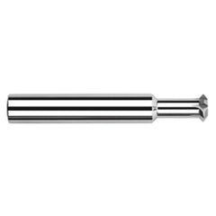 Double Angle Shank Cutters - 0.2500″ (1/4″) Cutter Diameter × 0.0100″ Radius × 0.1330″ Width × 0.6250″ (5/8″) Neck Length Carbide Double Angle Shank Cutter, 4 Flutes - Exact Industrial Supply